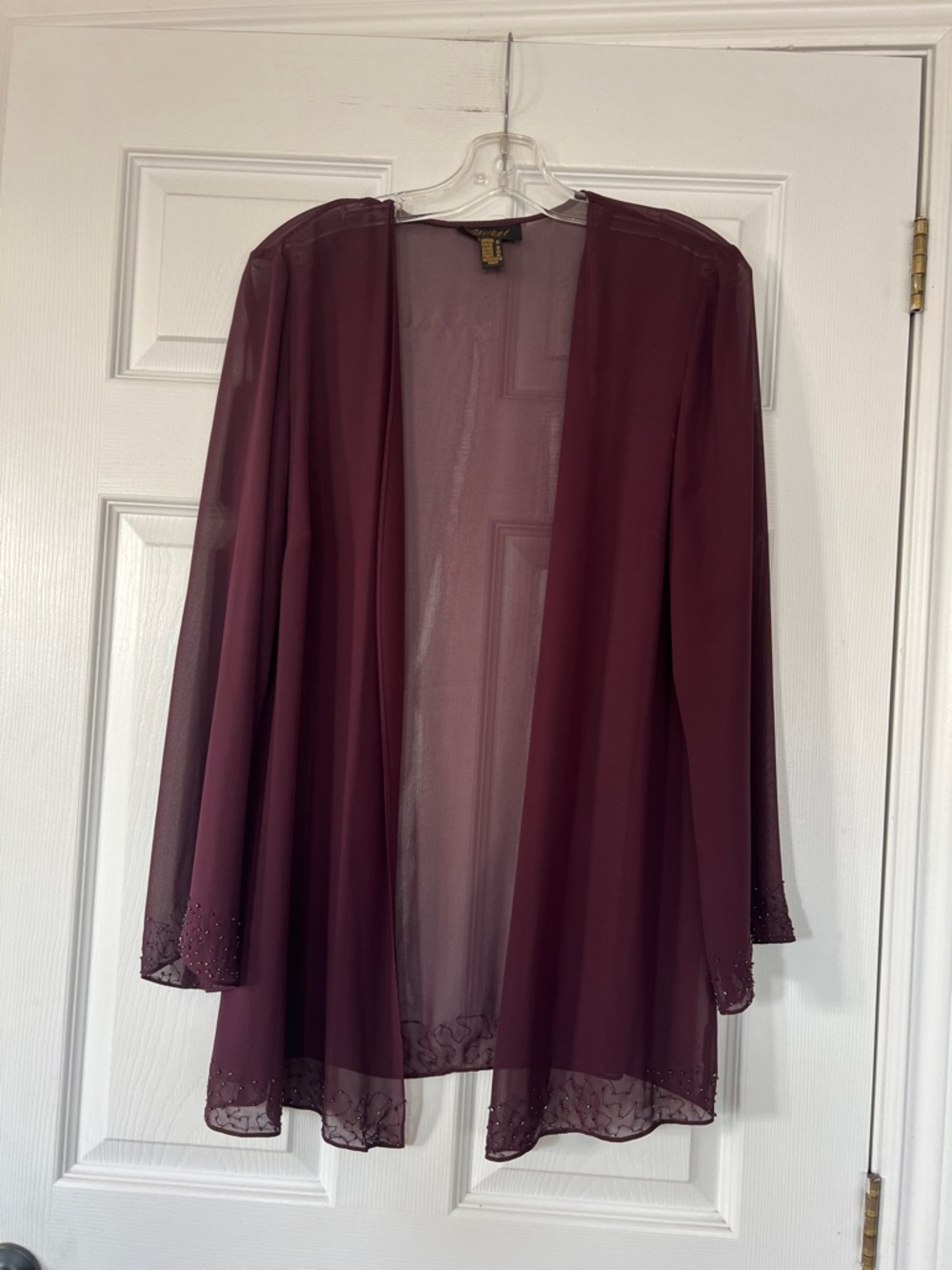 Lightweight Sheer Open-Front Cardigan in Plum